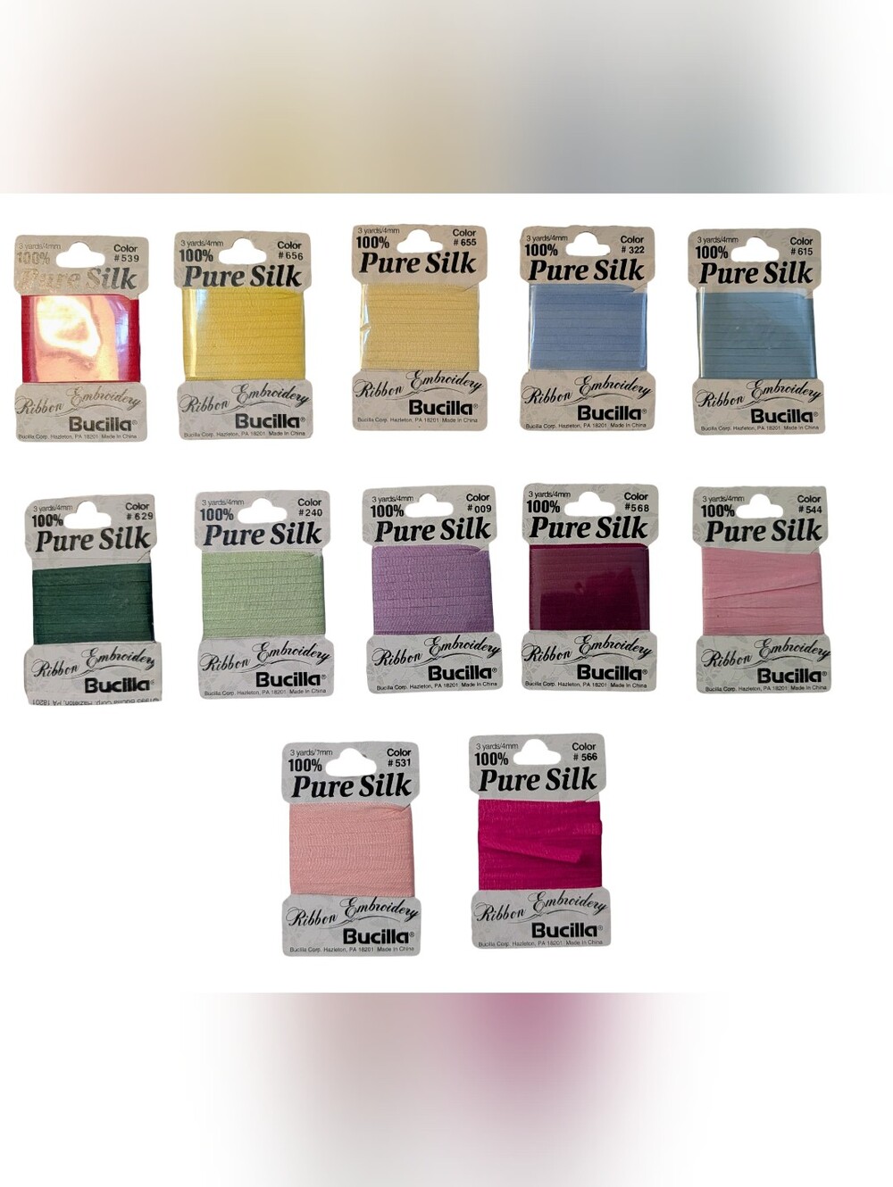 Lot 11+ NIP Bucilla 100% Silk Embroidery Ribbon Most 4mm 1 7mm